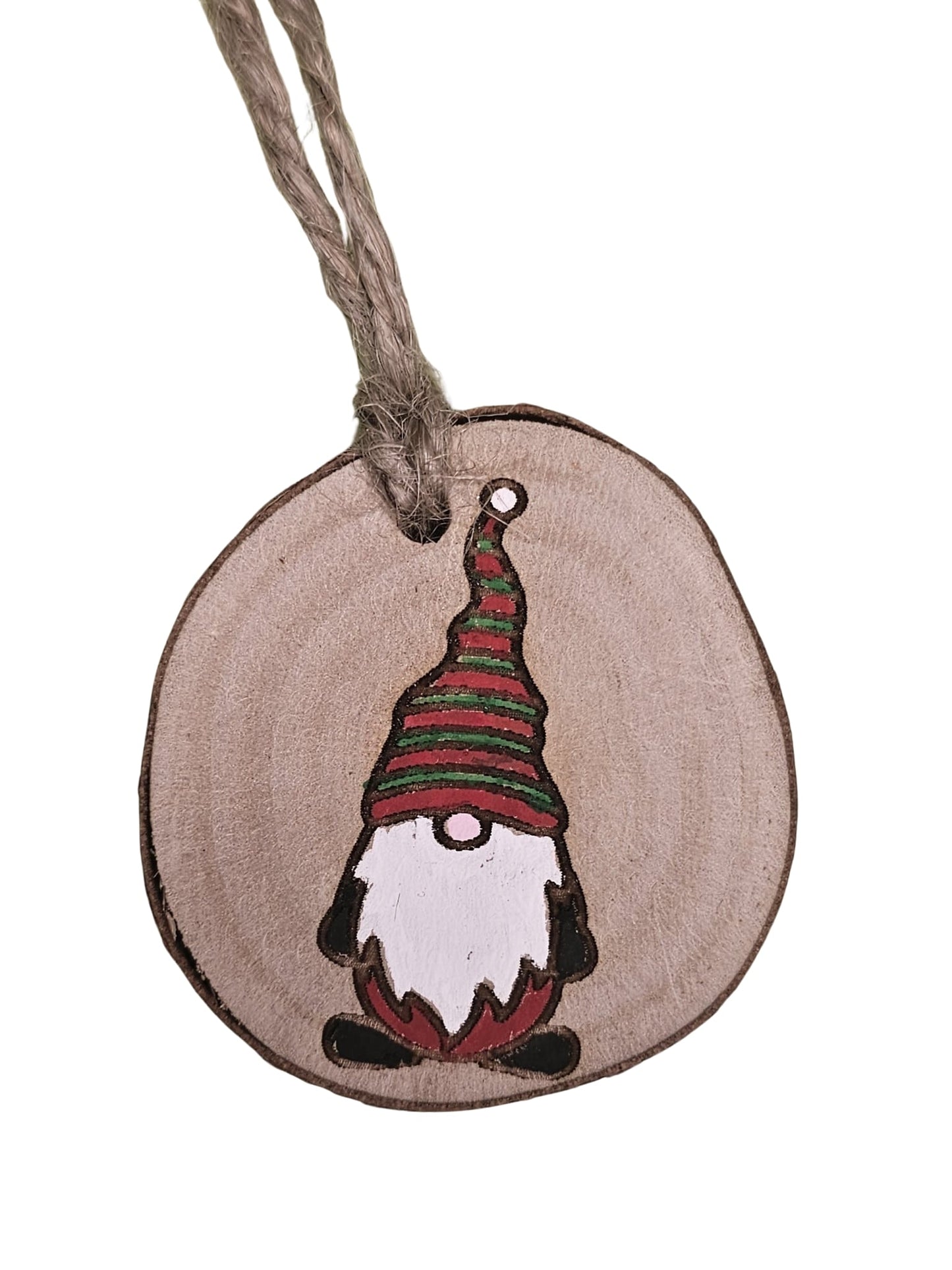Wood Burned Gnome Christmas Tree Ornament