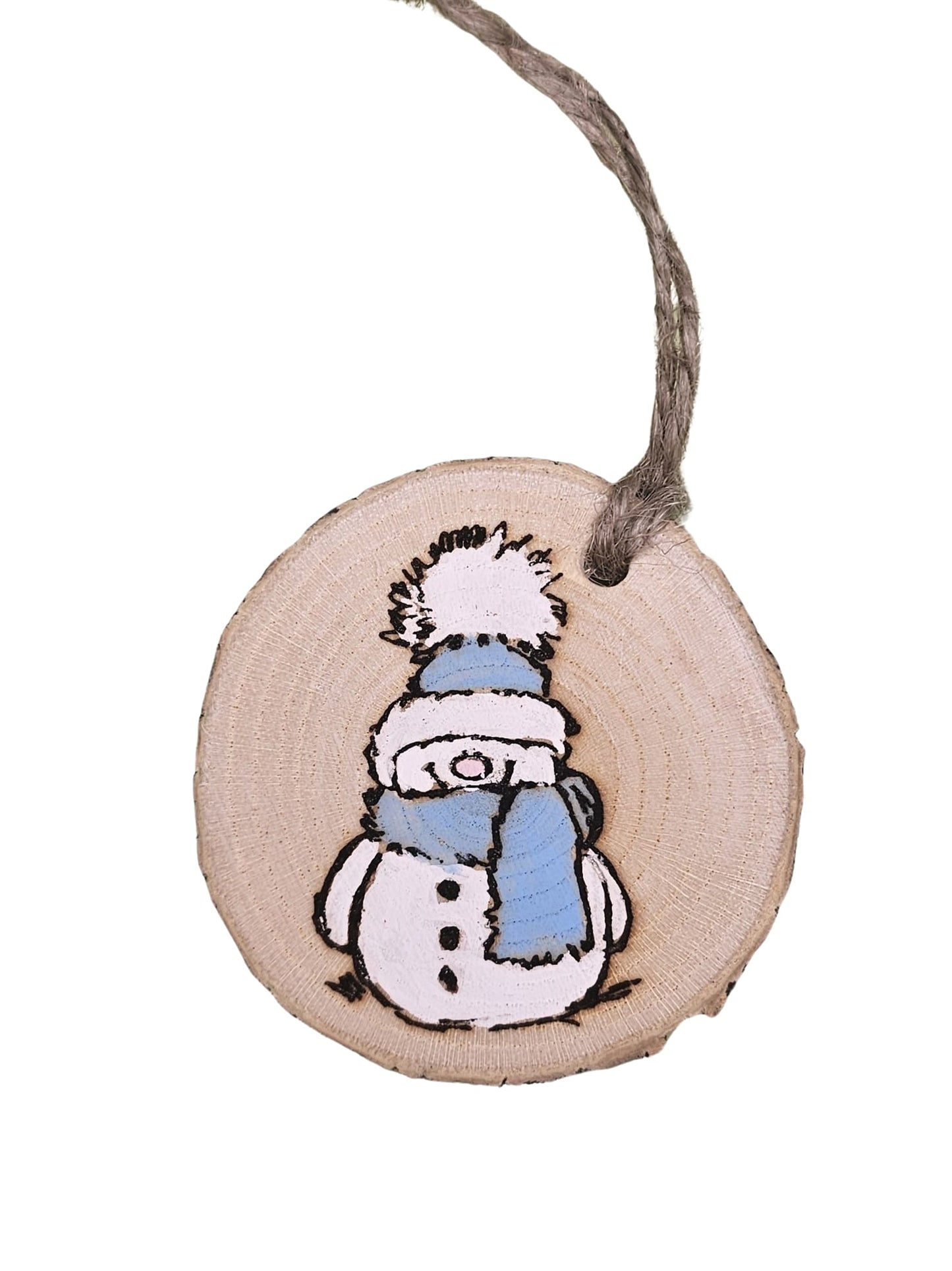 Wood Burned Snowman Christmas Tree Ornament