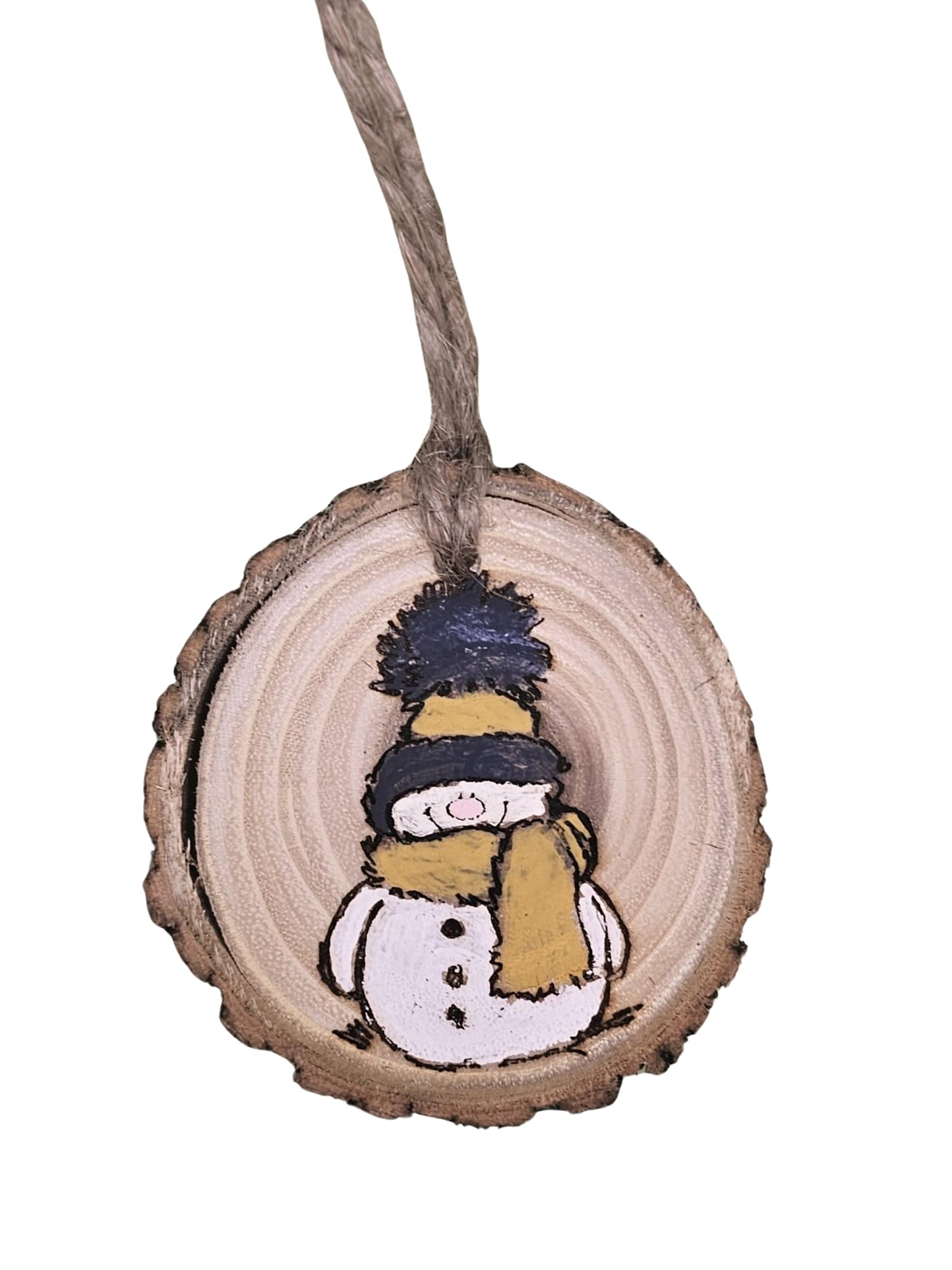Wood Burned Snowman Christmas Tree Ornament