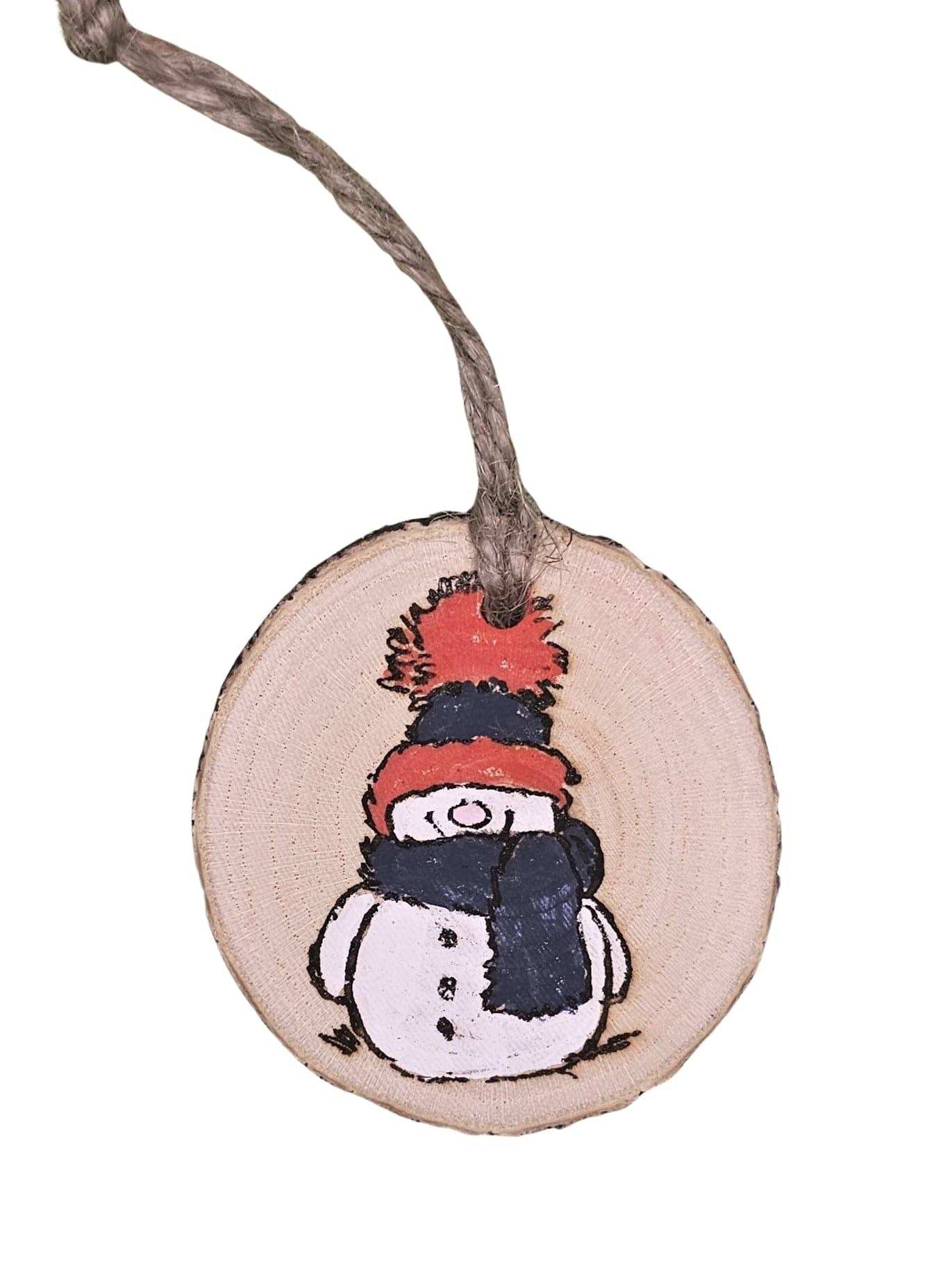 Wood Burned Snowman Christmas Tree Ornament