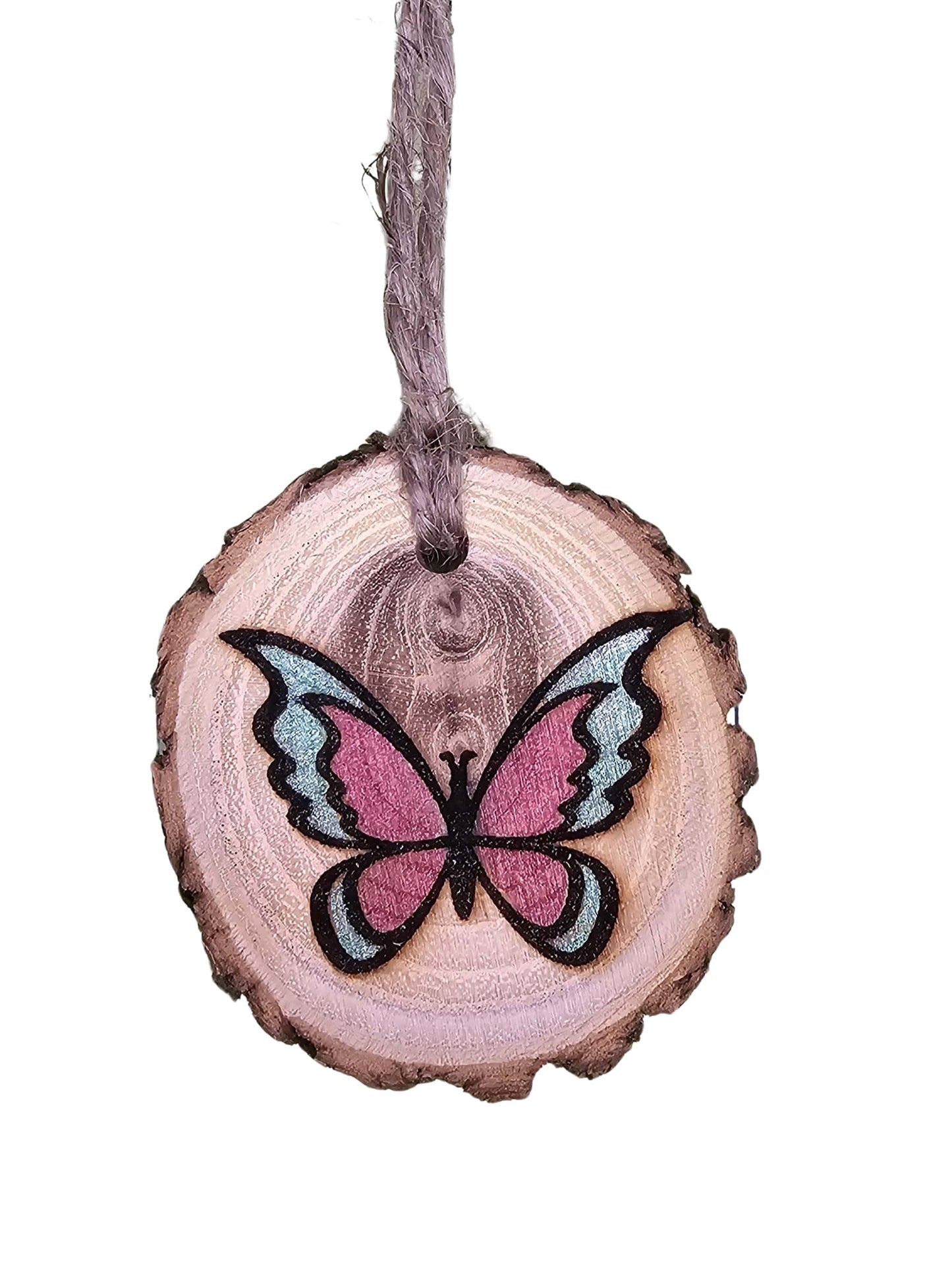 Wood Burned Butterfly Christmas Tree Ornament