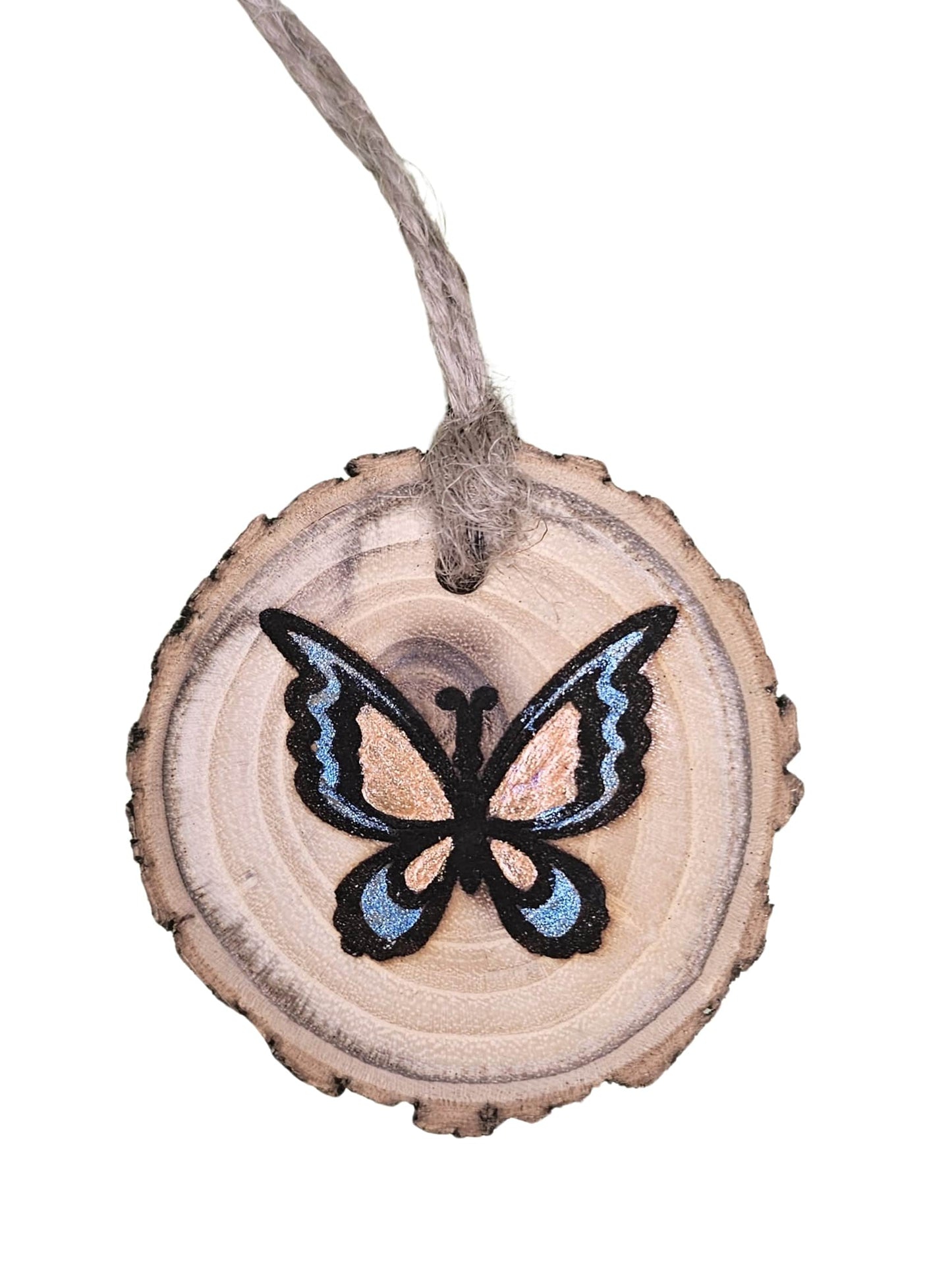 Wood Burned Butterfly Christmas Tree Ornament