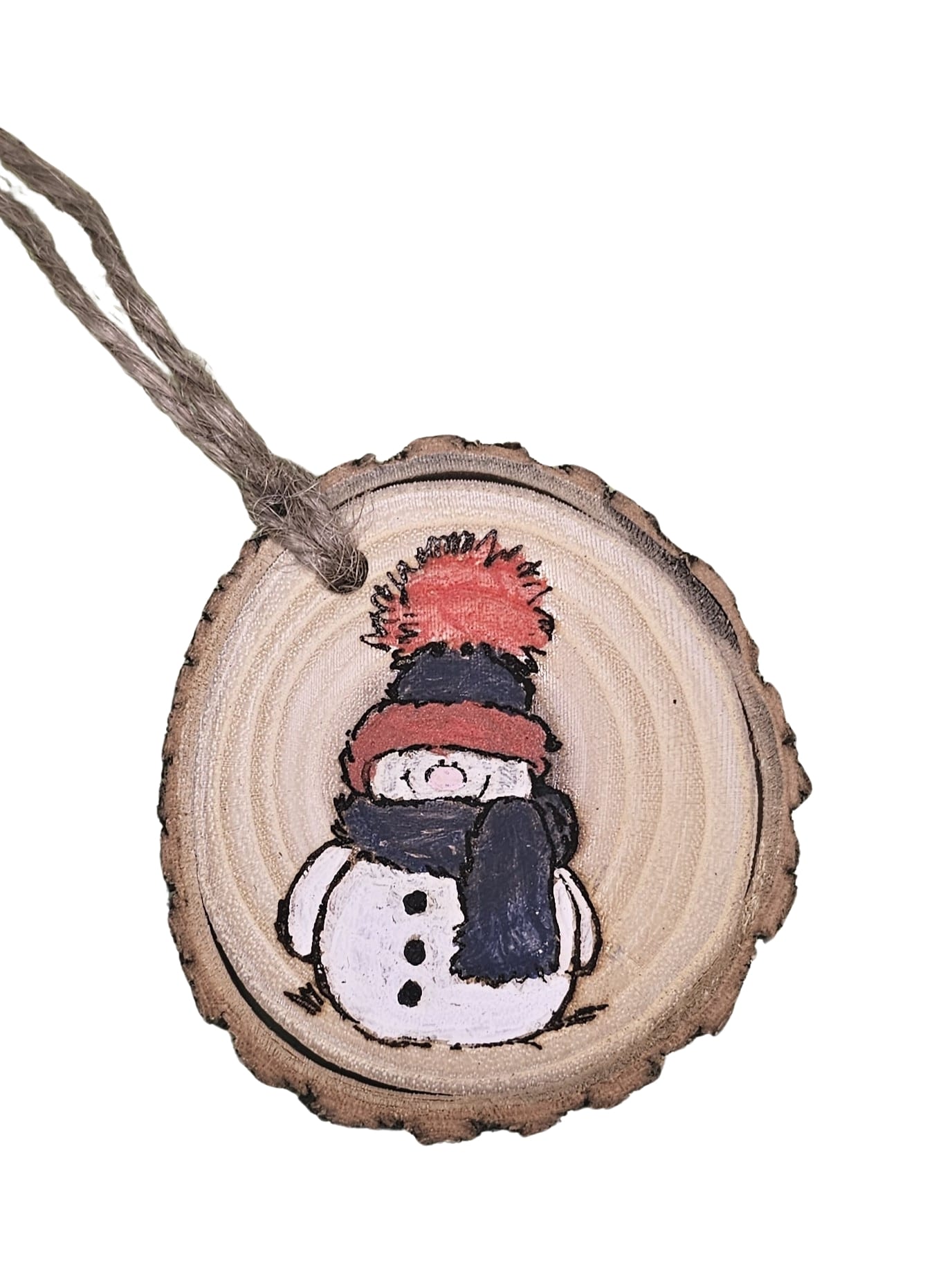 Wood Burned Snowman Christmas Tree Ornament