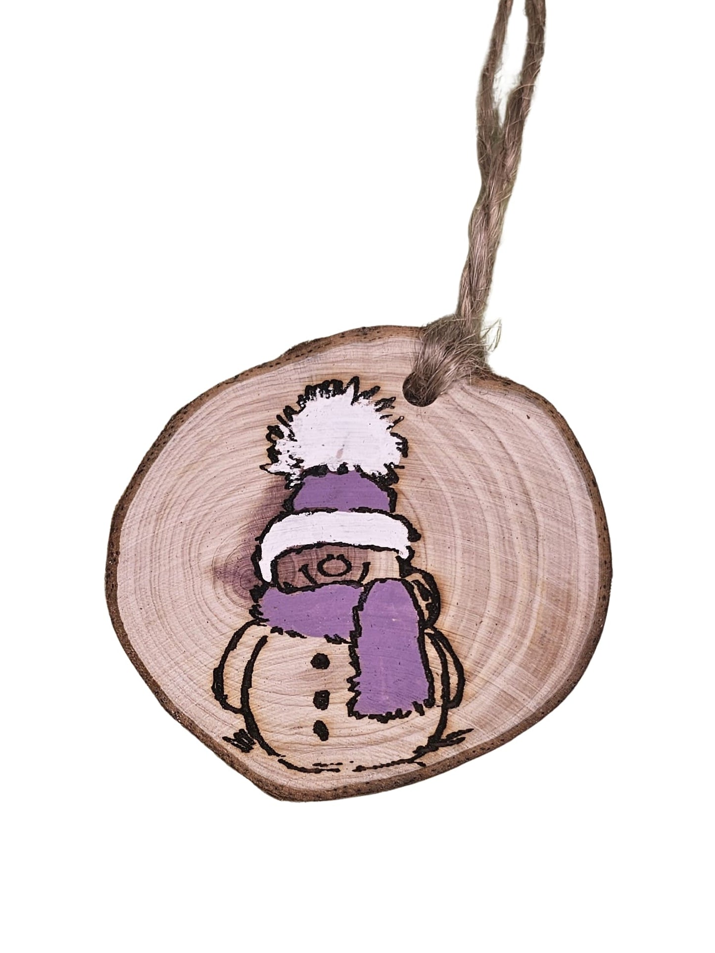 Wood Burned Snowman Christmas Tree Ornament