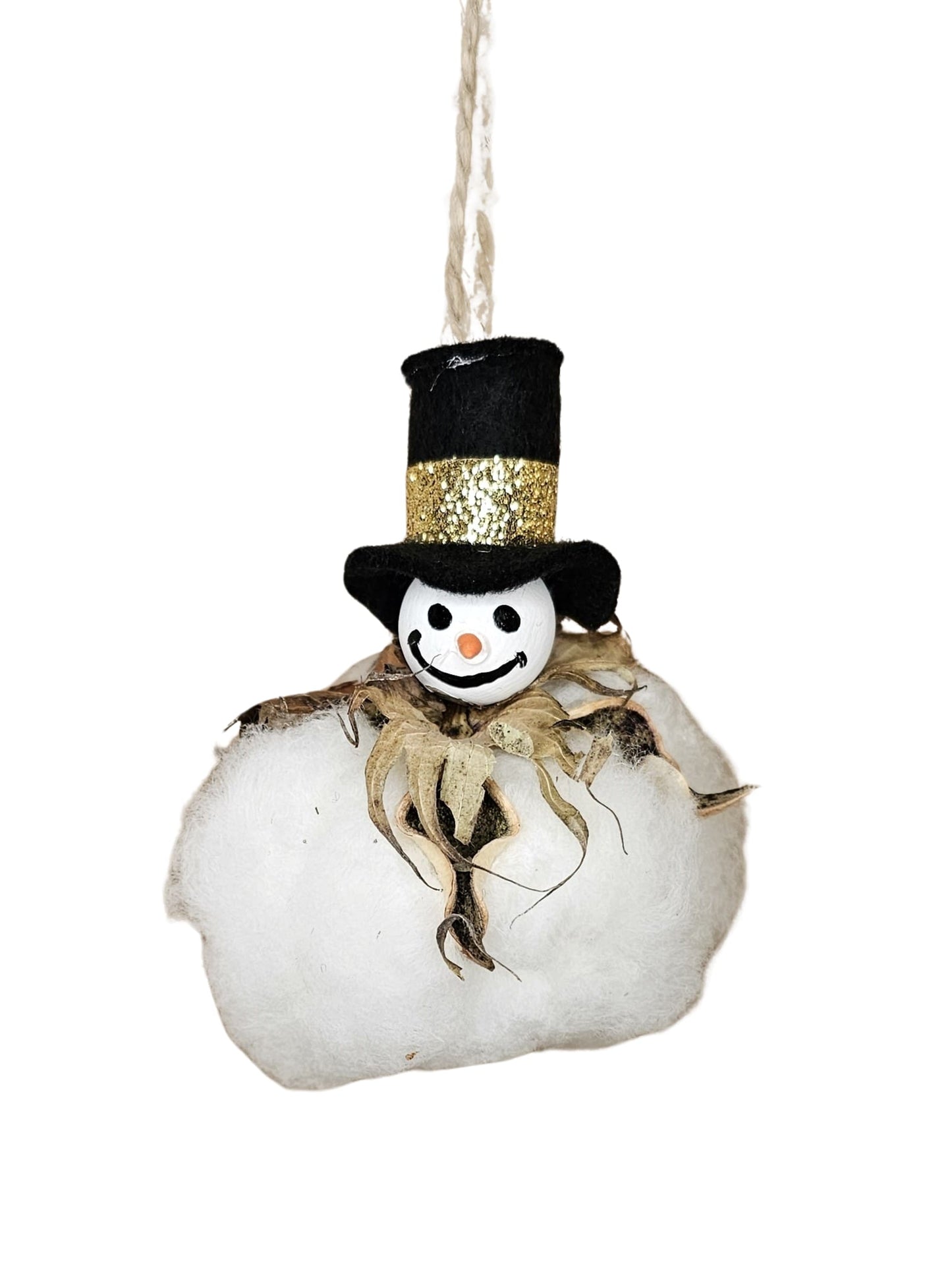 Cotton Boll Snowman Christmas Tree Ornament