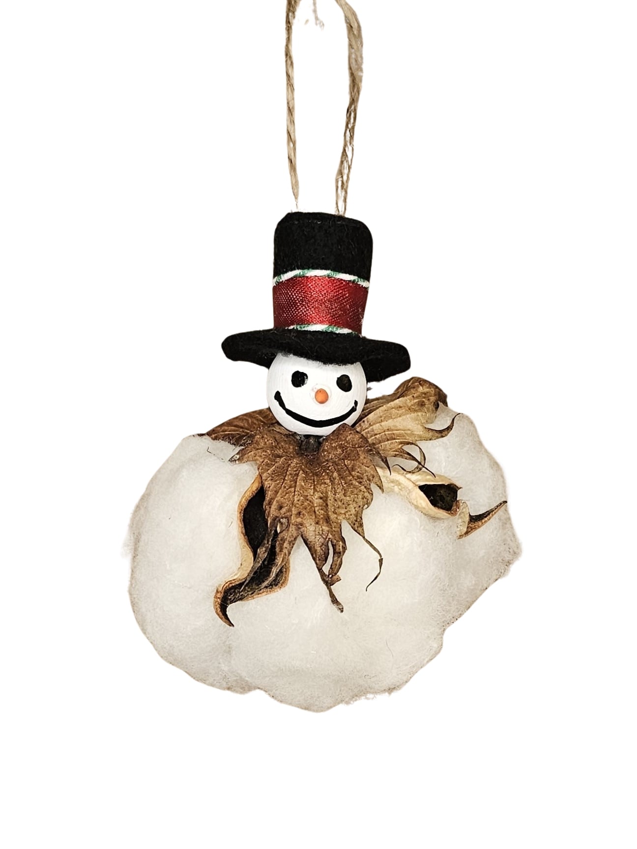 Cotton Boll Snowman Christmas Tree Ornament