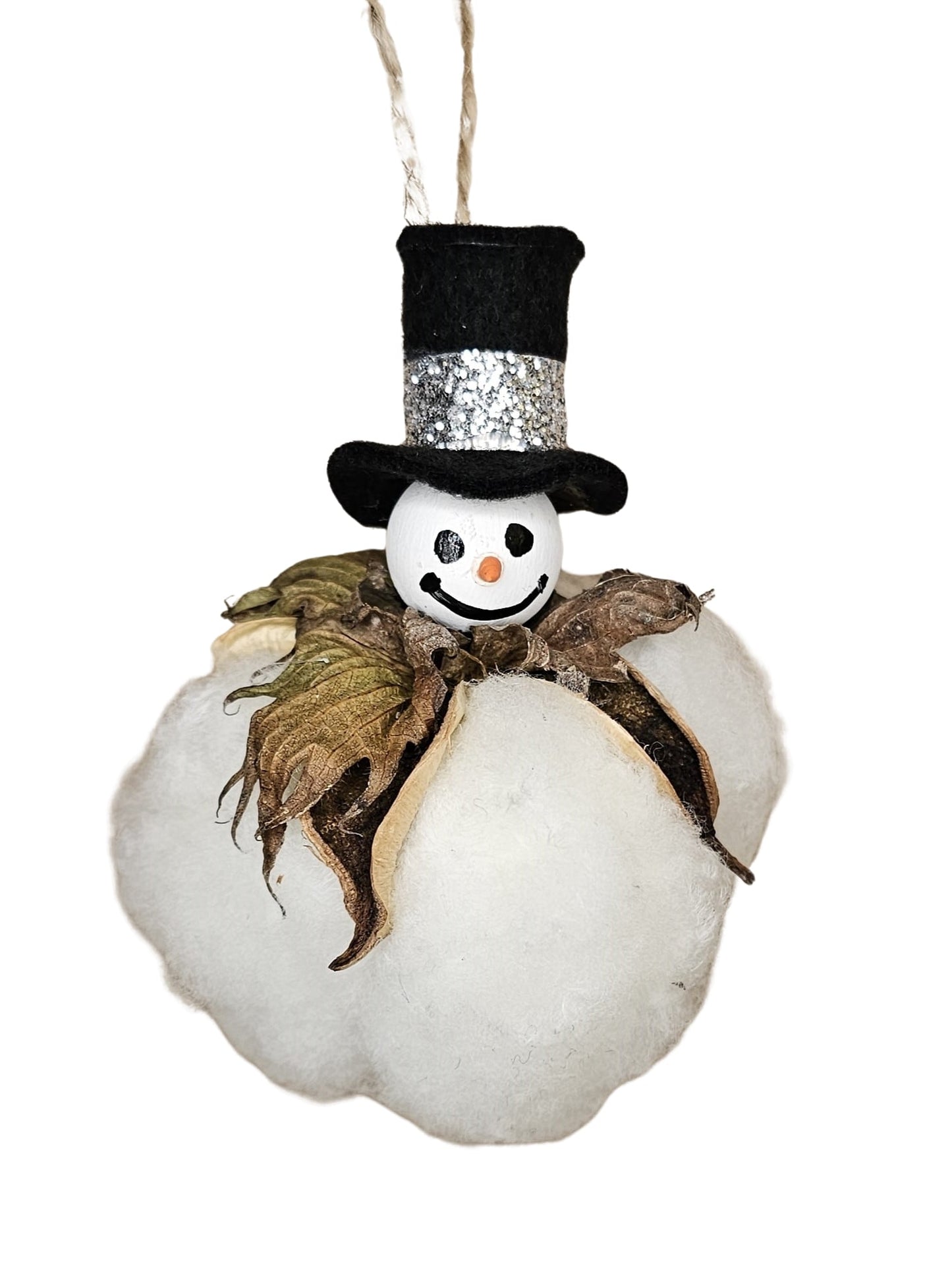 Cotton Boll Snowman Christmas Tree Ornament