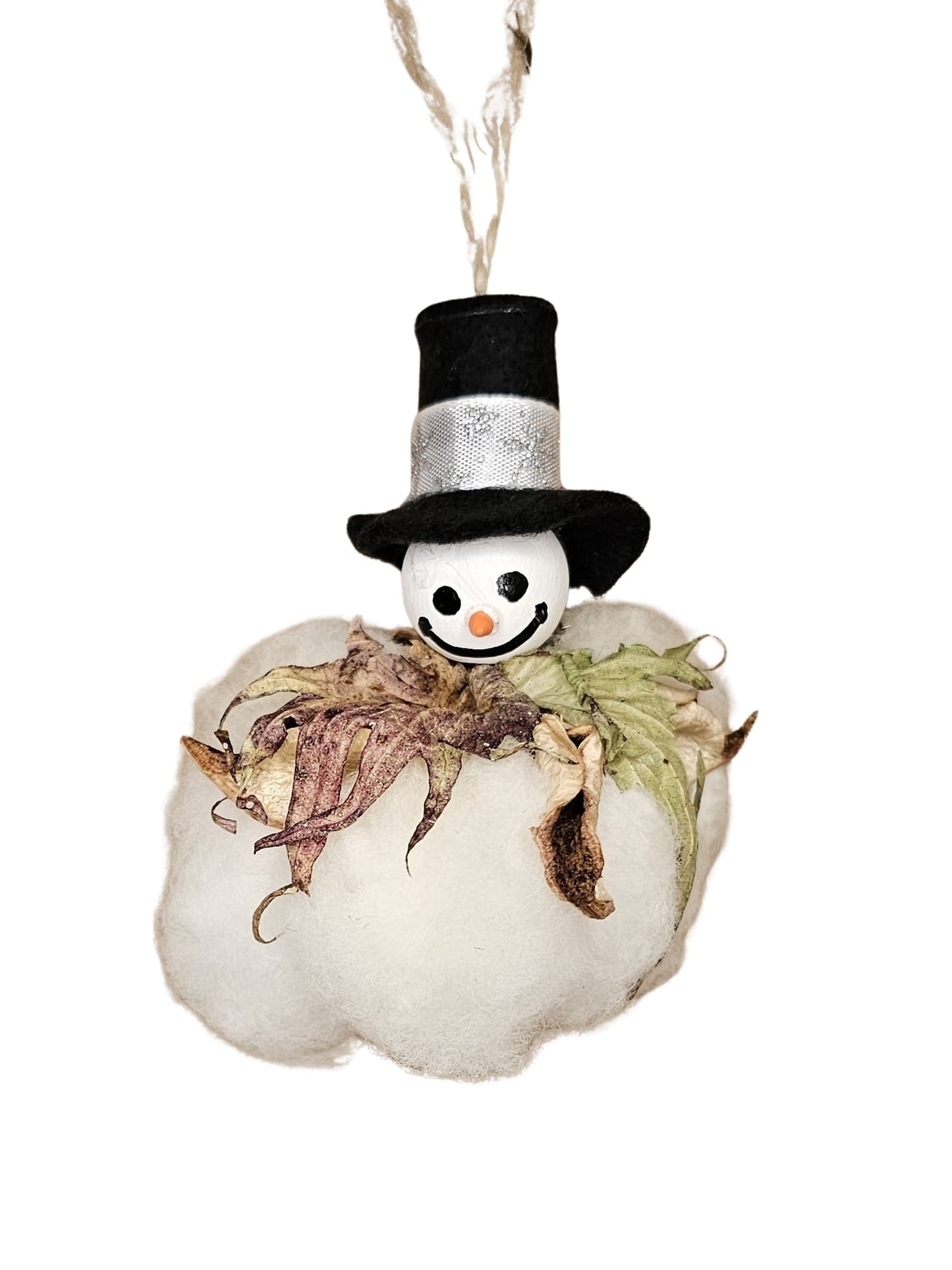 Cotton Boll Snowman Christmas Tree Ornament