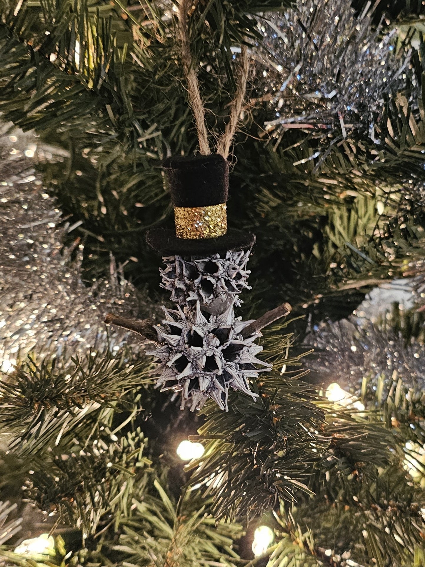 Foraged Gum Ball Snowman Christmas Tree Ornament