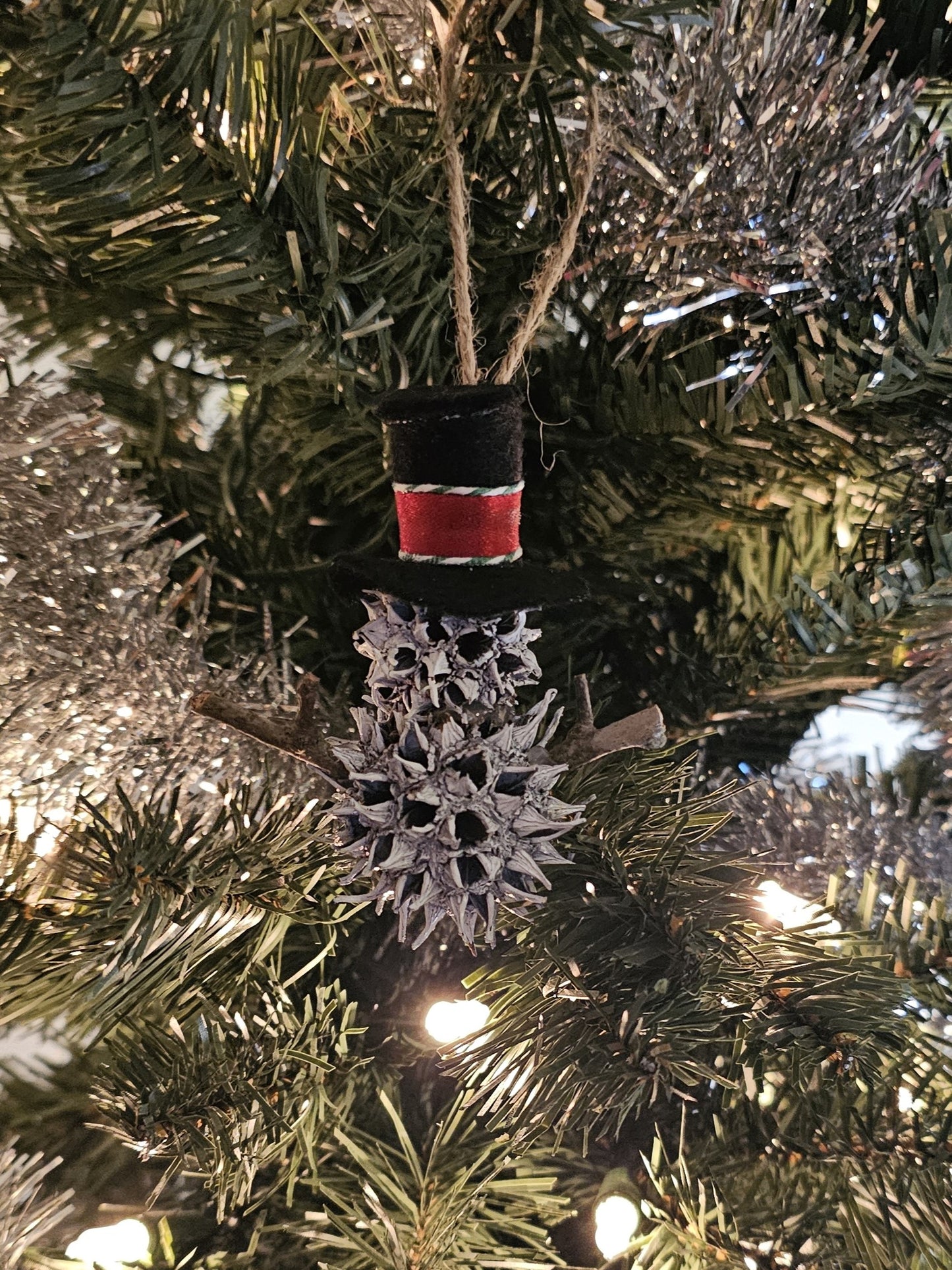Foraged Gum Ball Snowman Christmas Tree Ornament
