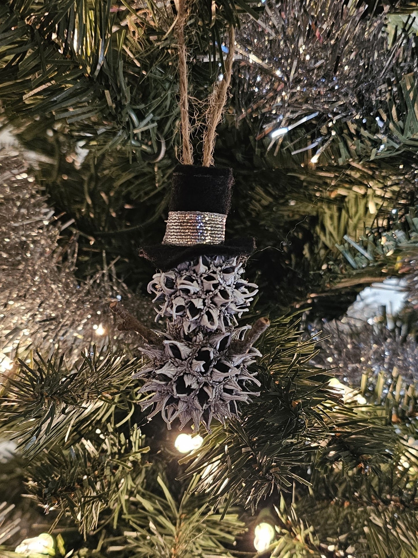 Foraged Gum Ball Snowman Christmas Tree Ornament