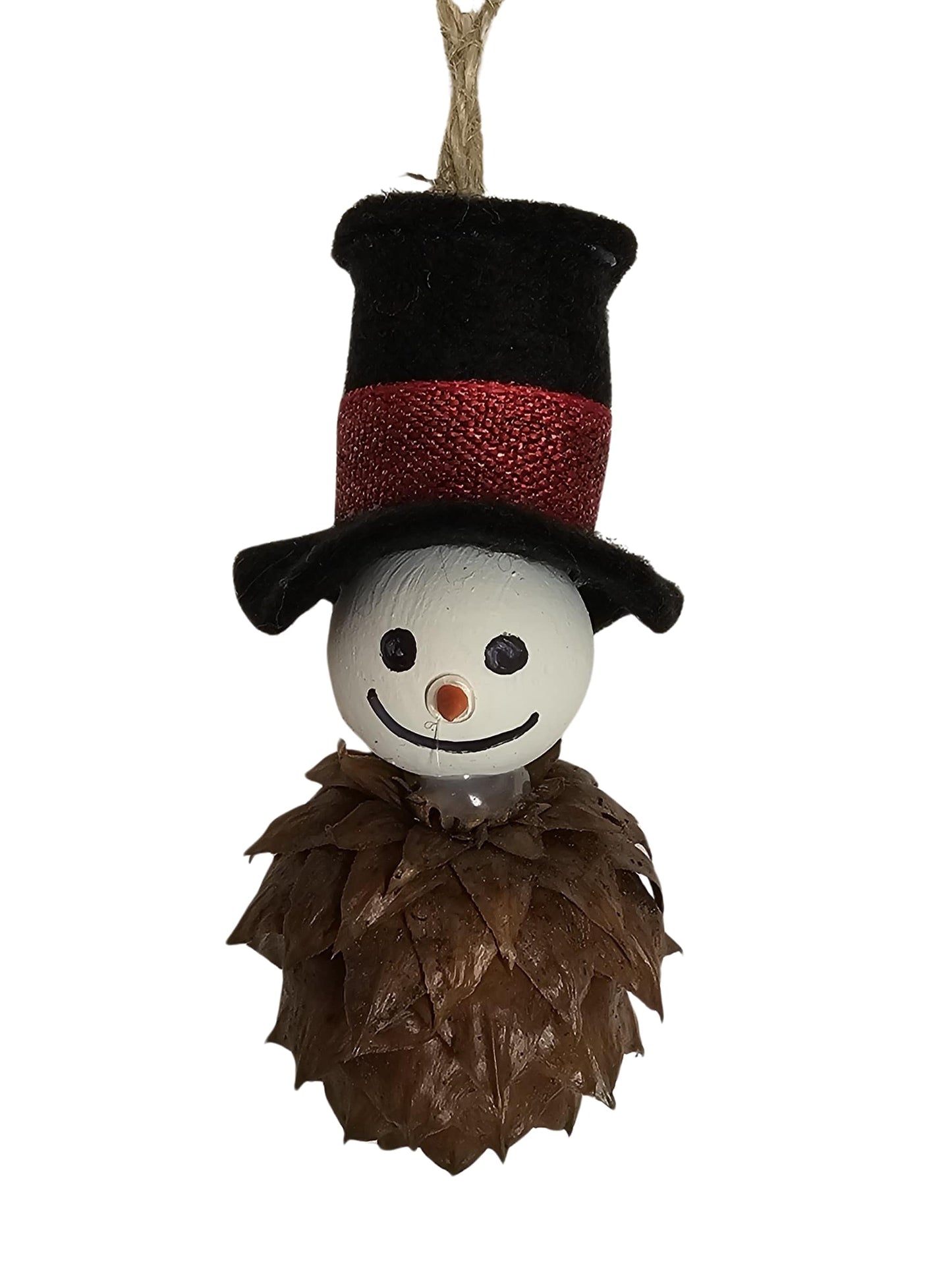 Foraged Hemlock Tree Cone Snowman Christmas Tree Ornament