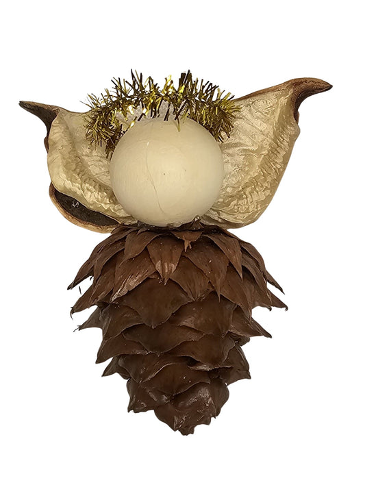 Gold handmade China Fir Tree Cone Angel Christmas Ornament