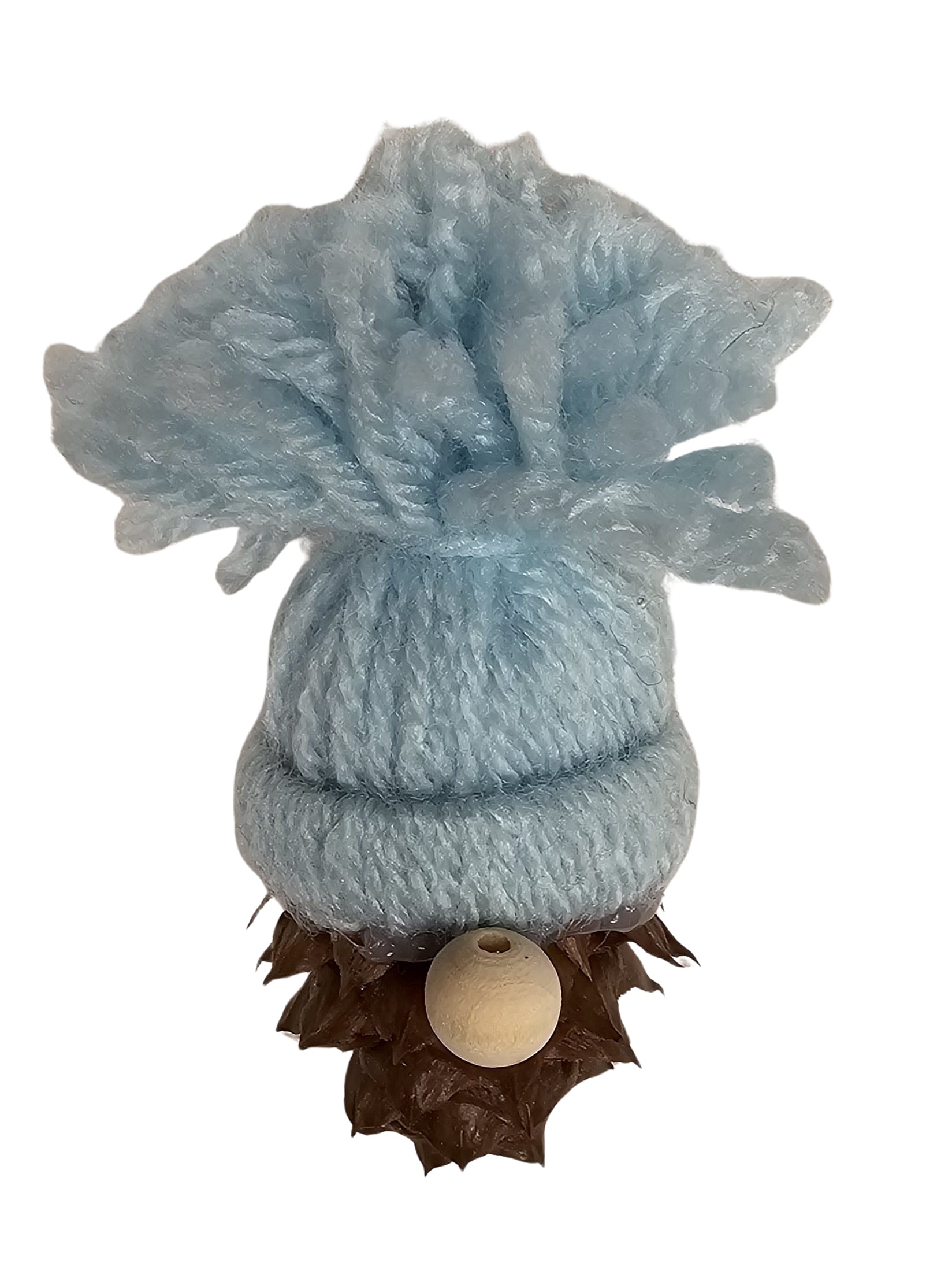 Handmade China Fir Tree Cone Gnome Christmas Ornament with a light blue hat