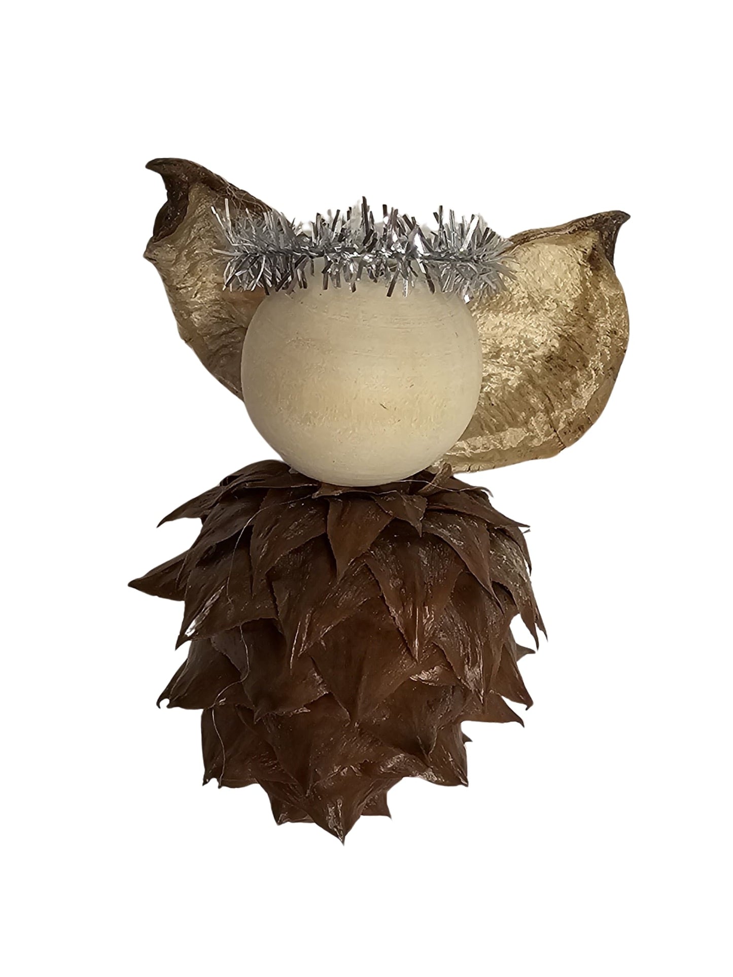 Gold handmade China Fir Tree Cone Angel Christmas Ornament