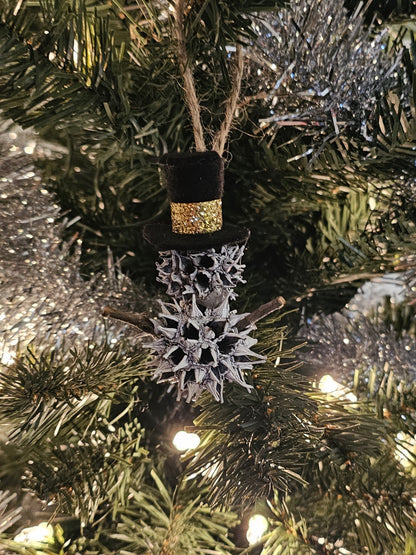 Foraged Gum Ball Snowman Christmas Tree Ornament