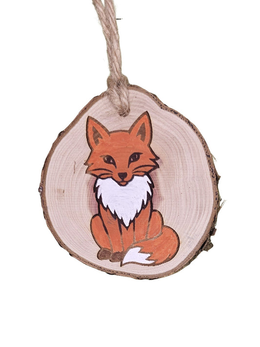 Wood Burned Fox Christmas Tree Ornament
