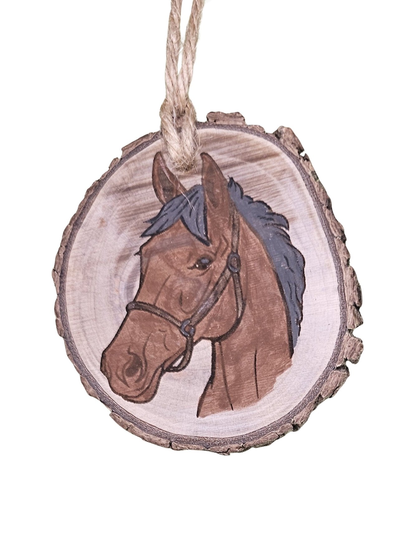 Wood Burned Horse Christmas Tree Ornament