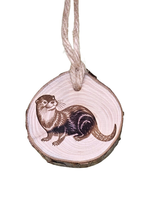 Wood Burned Otter Christmas Tree Ornament